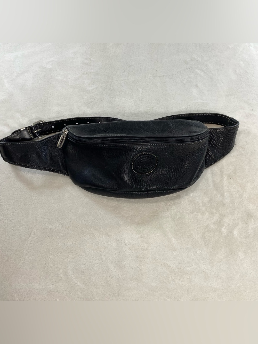 Roots Vintage Canada Leather Belt Bag Fanny Black Genuine Leather 90’s